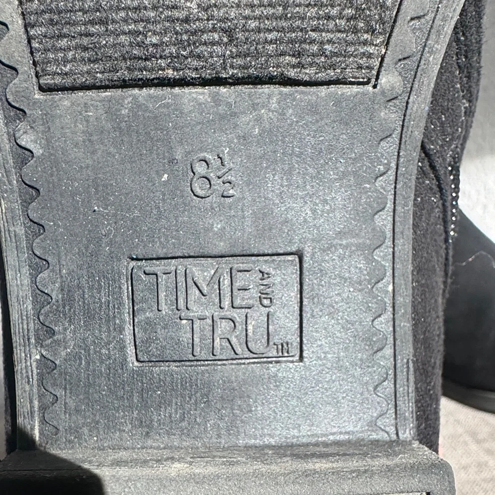 Time and Tru Black Suede Ankle Booties